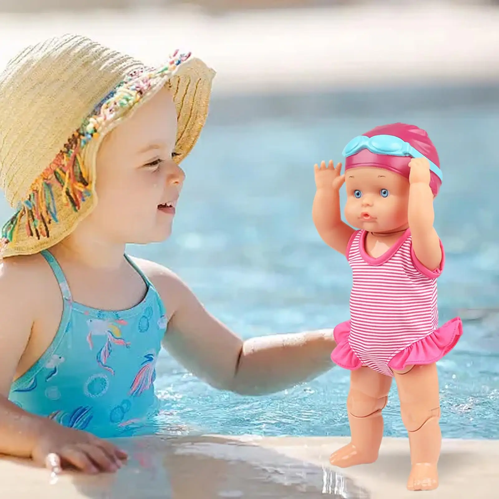 Baby Puppe Für Pool Wasserdichte Strand Baby Puppe Mit Beweglichen Gelenk Spielzeug Zubehör Für Sand Reise Auto Kinder Strand Sommer