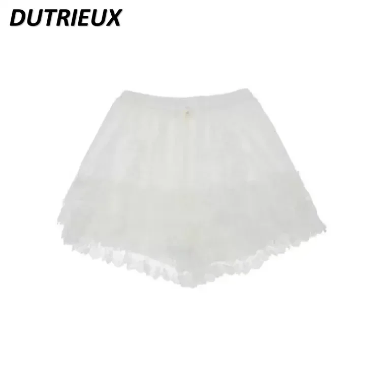 2025 Nuovi pantaloncini casual in pizzo stile giapponese Lolita per donna Pantaloni corti a pois tinta unita moda estiva femminile versatile