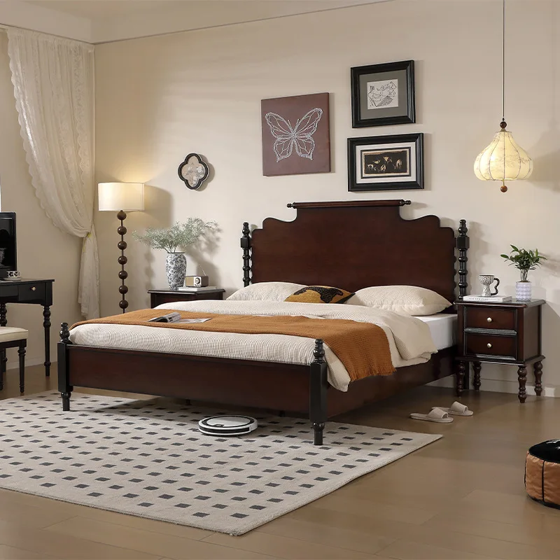 Solid wood bed 1.8 meters double master bedroom queen bed butterfly wedding bed