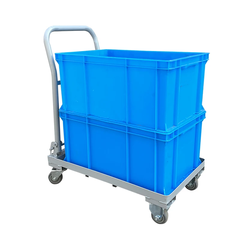 Angle steel pull truck with box basket turnover trolley bottom support trailer handling pull truck warehouse sorting trolley