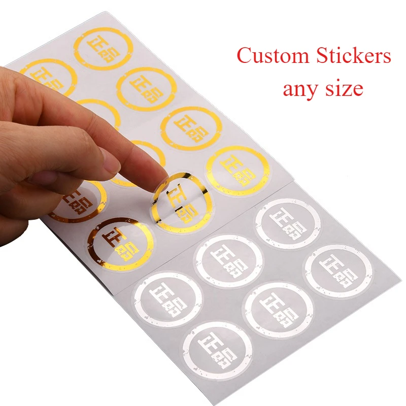 200pcs Custom  Silver / Gold Logo Sticker Transparent LOGO Stickers Personalized Free Design Sticky Label Any Size