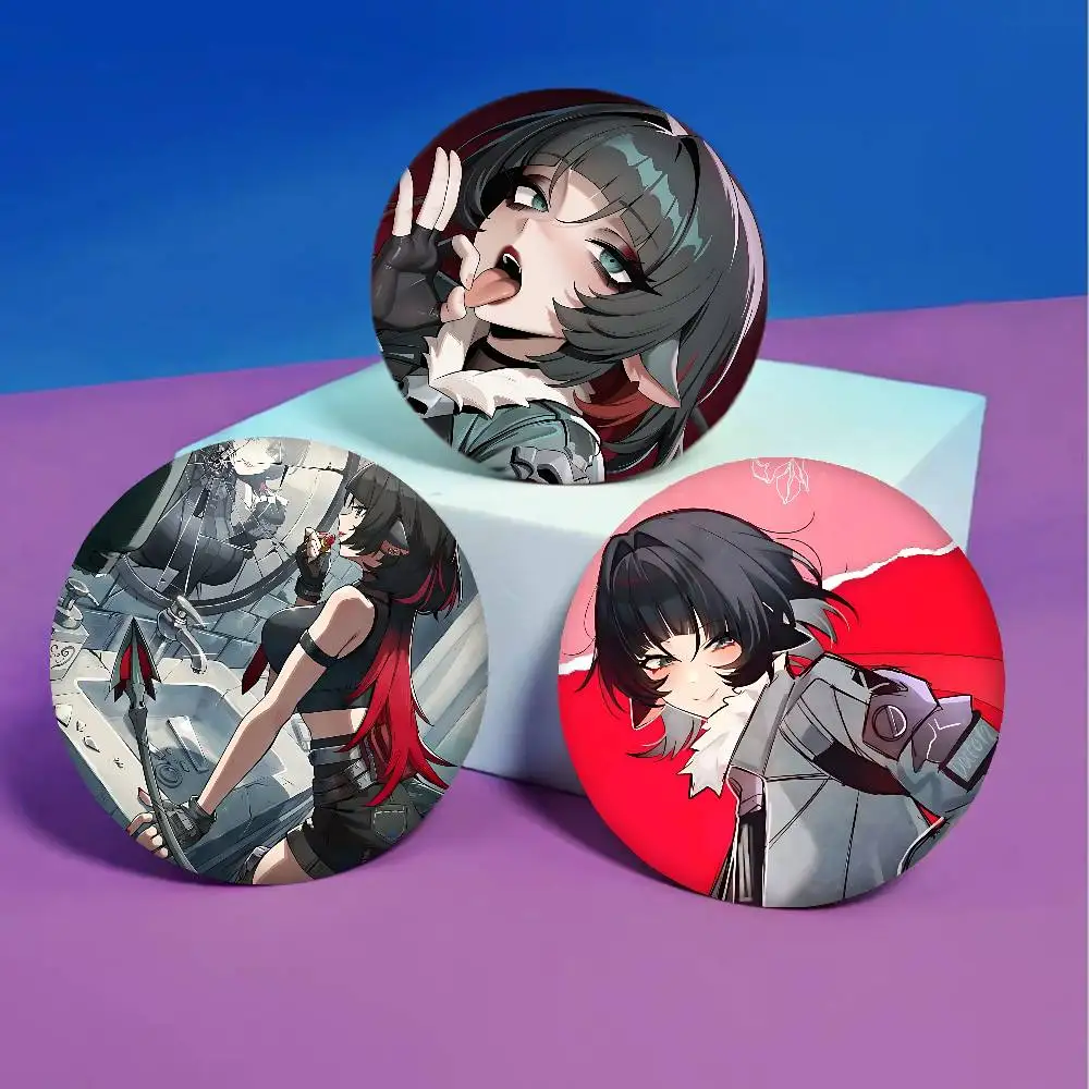 J-Jane Doe دبوس زر ناعم مشرق مطبوع أيقونة هدية للأصدقاء شارة طوق بروش طية صدر السترة دبوس معدني