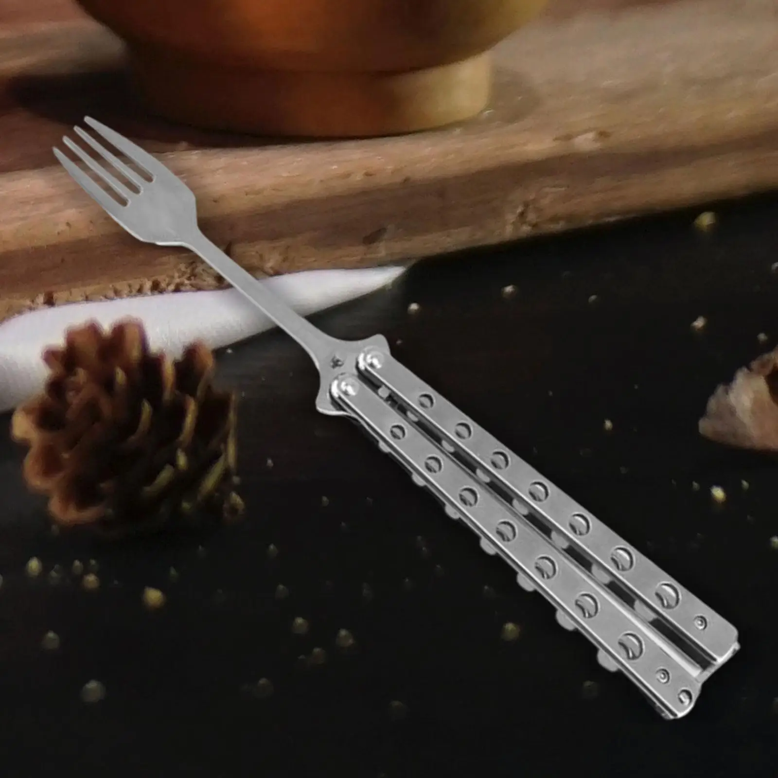 Picture 5: Butterfly Fork 9.06'' Portable Metal Foldable Utensil for BBQ Kitchen Picnic