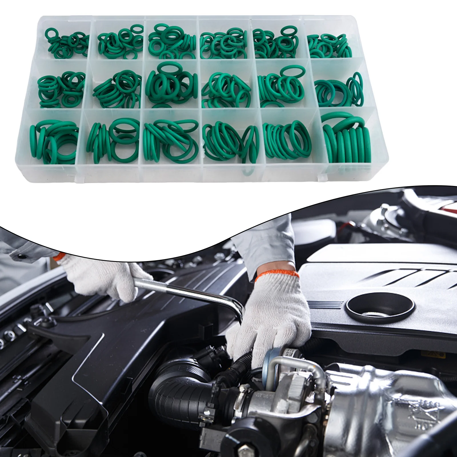 Automotive AC O Ring Set 270 Pieces for R134a System with 18 Different Sizes for Air Conditioning Seal Replacement and Service