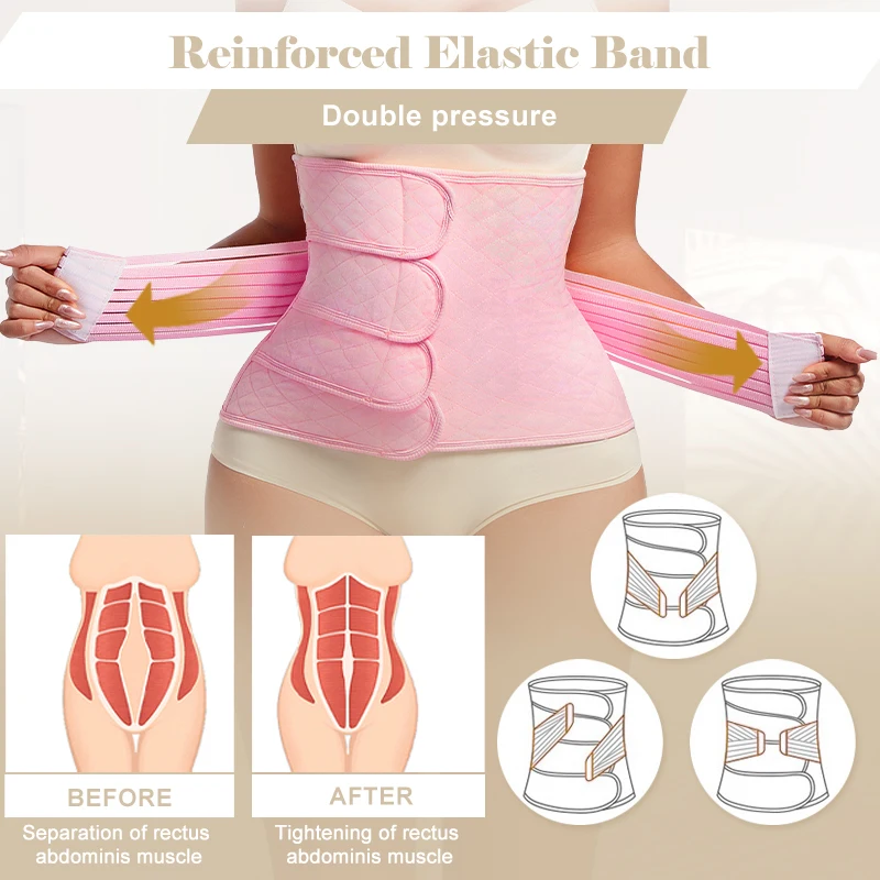 2 In 1 Postpartum Recovery Girdles Body Shaper Women Waist Trainer Belly Flaten Belt Faja