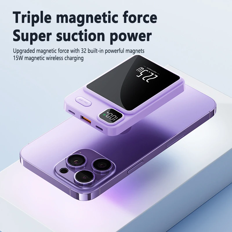 10000Mah Magsafe Portable Power Bank 22.5W Magnetic Wireless Power Bank LED digital display Fast Charger for iphone13 14/Huawei