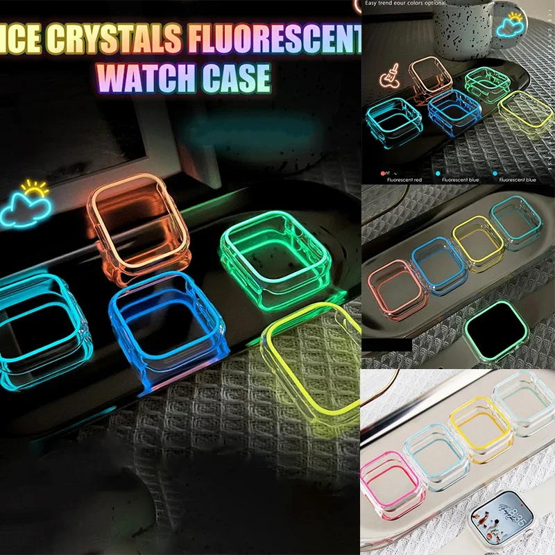 

Luminous Transparent Soft Shell for Apple Watch Case 42mm 41mm 45mm 40 44 38 Protective Frame Cover for IWatch Series 10 9 8 7 6