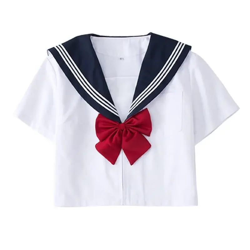 Student School Uniform Skirt New White Long-sleeved Sailor Uniform College Style Pleated Skirt Suit Jk Set Gray Outfit Dress Use