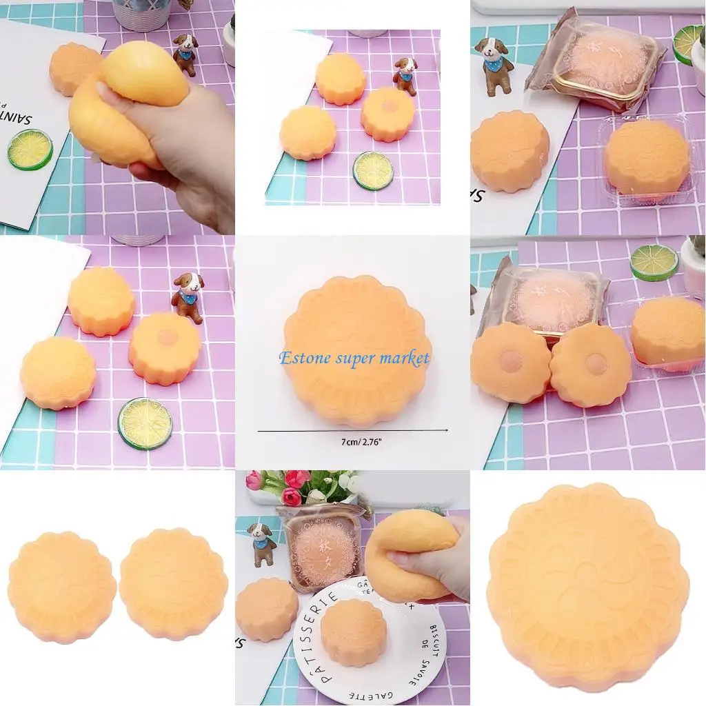 090B Simulatie Moon Cake Stressballen Knijpbare stressverlichter voor kinderen