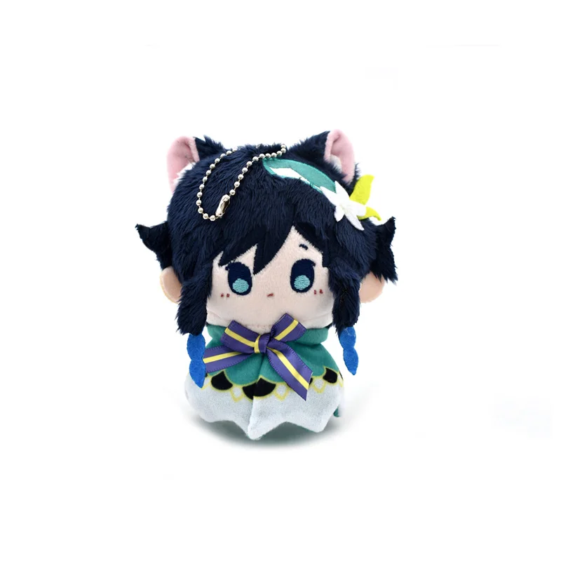 12cm Game Impact Plush Pendant Keychain Venti Xiao Tartaglia Kazuha Alhaitha HuTao Doll Toy Cape With Bead Chai For Gift