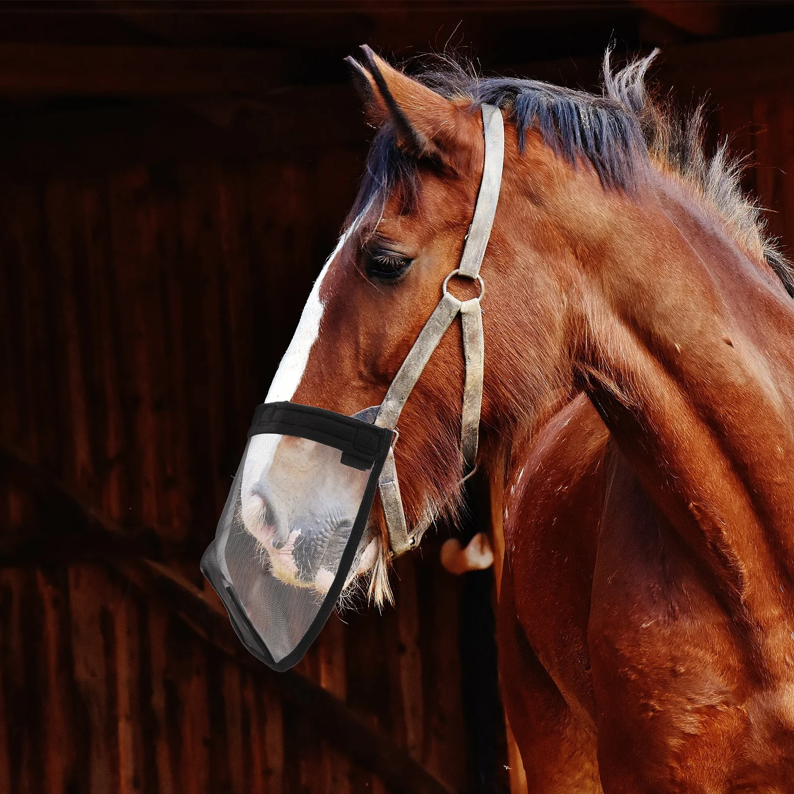 قناع شبكي للحصان، غطاء وجه قابل للتنفس مقاوم للطيران مع حماية للأذن، تصميم ناعم قابل للتمدد للاستخدام في الهواء الطلق، قناع حصان الذبابة