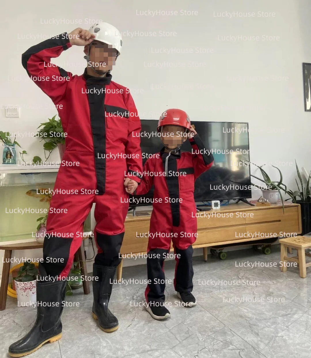 Caving Suit One Piece Speleology Coverall Wear Resistant Quick Dry Breathable Polyester Cotton Unisex Red