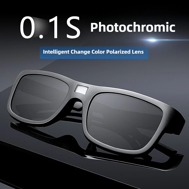 New Technology 0.1s Intelligent Change Color Polarized Sunglasses for Men, LCD Computer Chip Photochromic Sunglasses Anti-UV 400