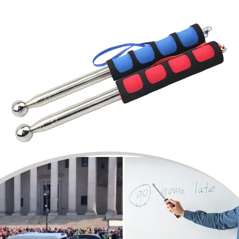 2Pcs 1.2M Telescopic Stainless Steel Flag Pole With Sponge Handle Celebration 120cm Length For Camping Travelling Flag