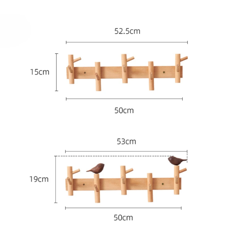 Nordic-Style No Drill Wooden Wall Hooks Multipurpose Entryway Organizer for Coats Bags Keys Space-Saving Home Decor 5