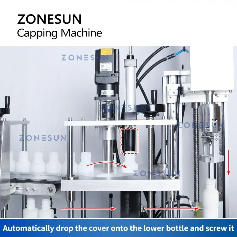 ZONESUN ZS-XGC2 Máquina taponadora automática Botellas de doble cubierta Tarro Bebidas mixtas Contenedores separados Bebida de miel