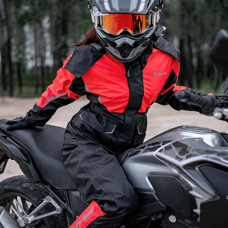 Men Women Waterproof Motorcycle Rider Raincoat Suit Set Reflective Light Raincoat For Riding Jacket Pants Set