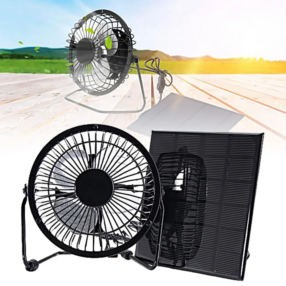 Solar Powered USB Fan Mini Air Ventilator Greenhouse Dogs Chicken House Cool