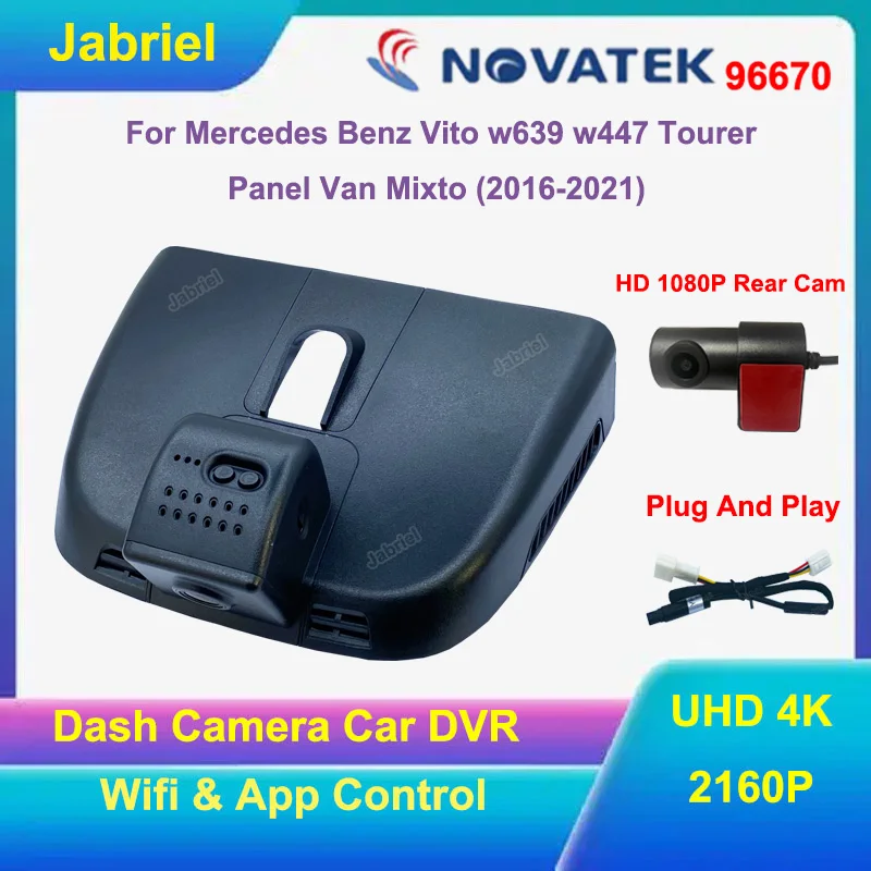 

UHD 4K 2160P Car Dvr Plug And Play Hidden Dash Cam for Mercedes Benz Vito w447 w639 Vito Tourer Panel Van Mixto 2016 2018 2021