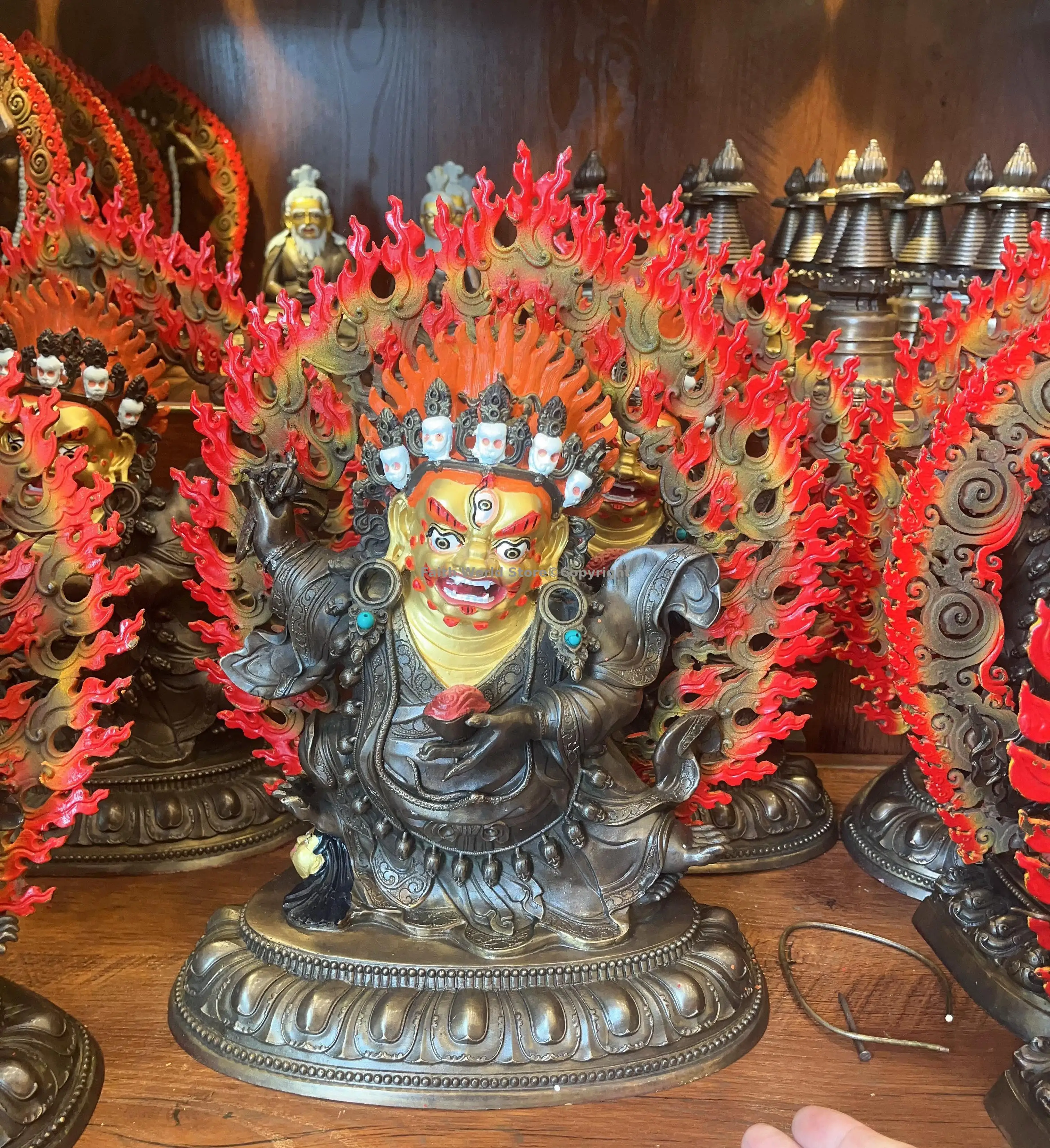 Buddhism Tibet Nepal bronze Buddha statue angry Mahakala Samantabhadra incarnation Dharma Protector disciple worship expel demon