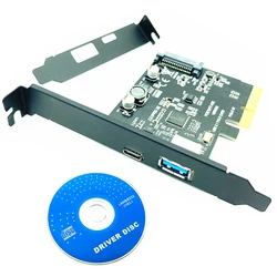 USB 3.1 Type C PCIe Expansion Card PCI-E to USB3.1 GEN 2 10Gbps USB Type-C + USB3.0 Type A Riser Card PCI Express x4 USB Adapter