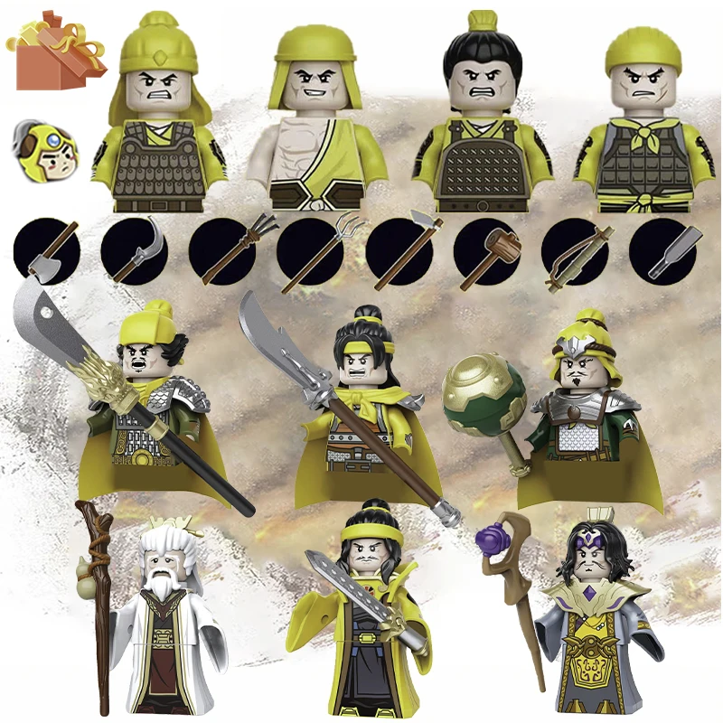 New The Three Kingdoms Yellow Towel Pawn Diy Minifigure Models Toys Blocks Chinese History For Kids Gift Boys Girls 2023 Moc