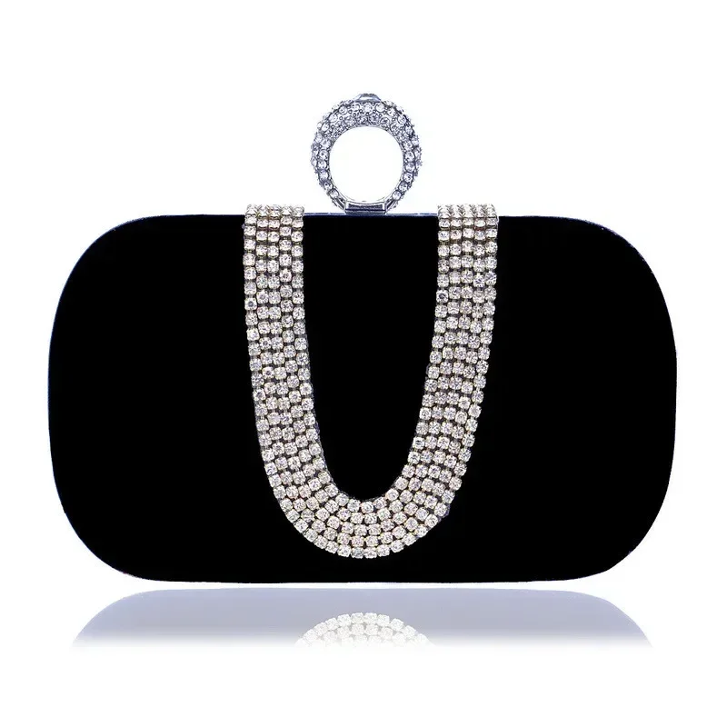 

Women's Party Bags for Evening Dress Ladies Retro Velvet Clutches Blingbling Crystal Diamond Wedding Handbags Bolsos De Noche