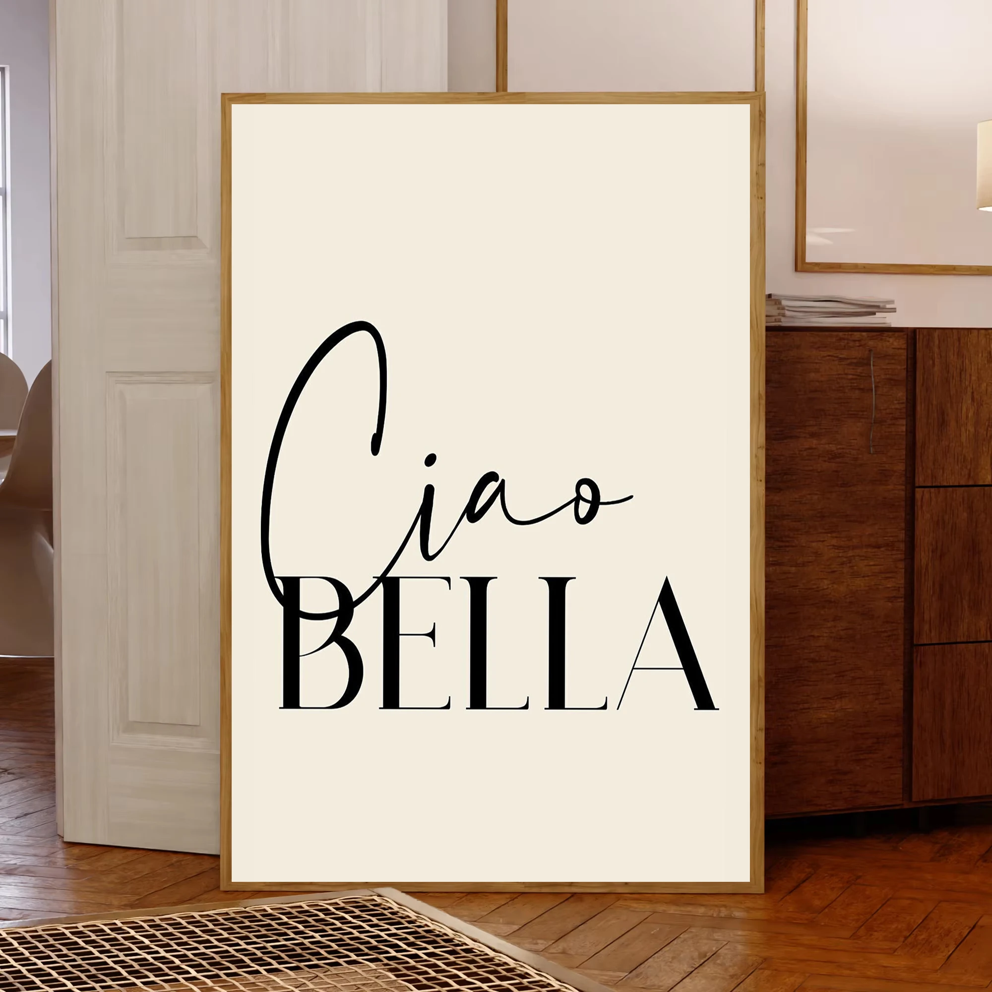 Trendy Retro Ciao Bella Poster Minimalist Canvas Painting Print Preppy Aesthetic Kitchen Wall Art for Living Room Home Decor
