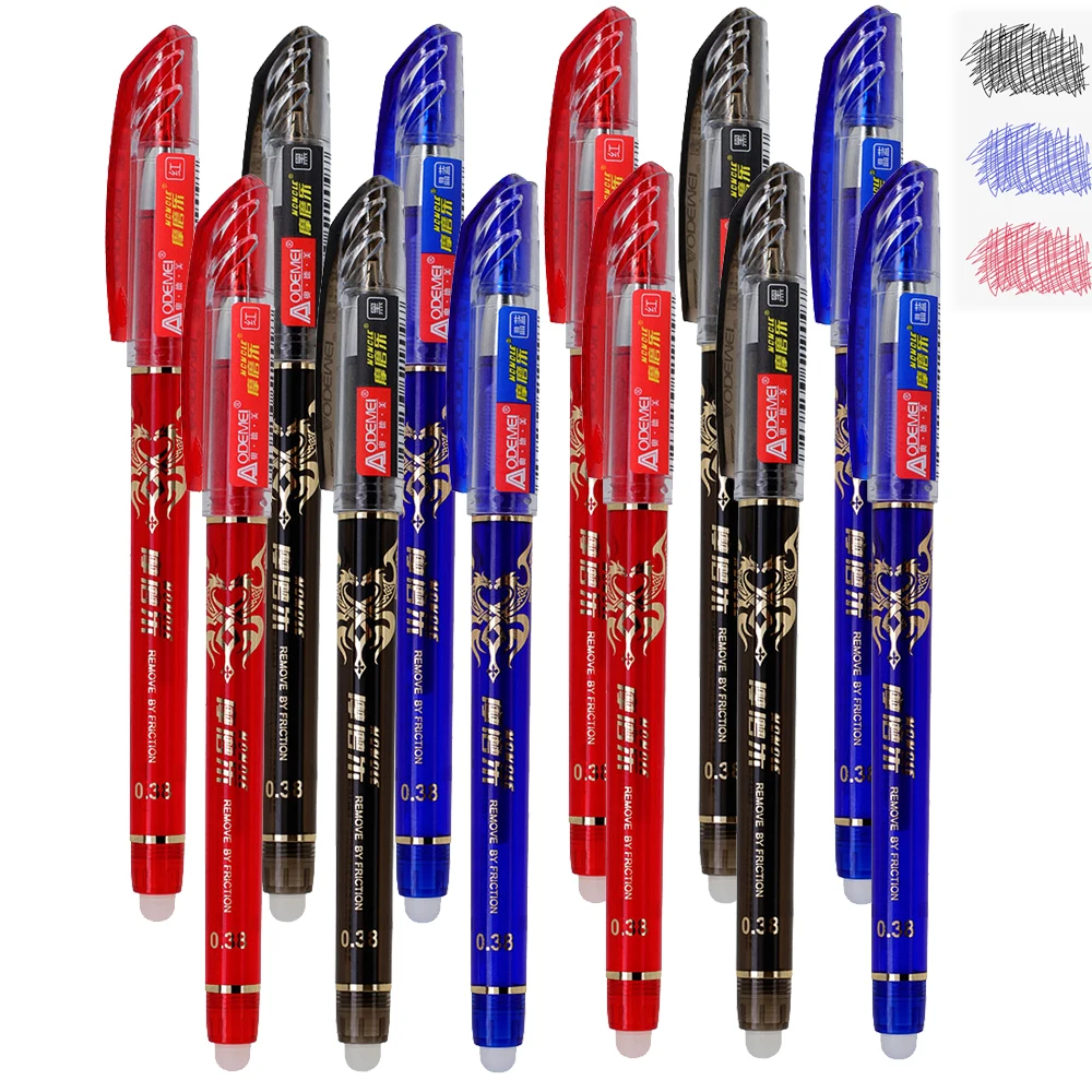 

Набор из 6 креативных стираемых гелевых ручек, черные/синие/красные, со сменными стержнями, для офиса, школы, письма, канцелярских принадлежностей