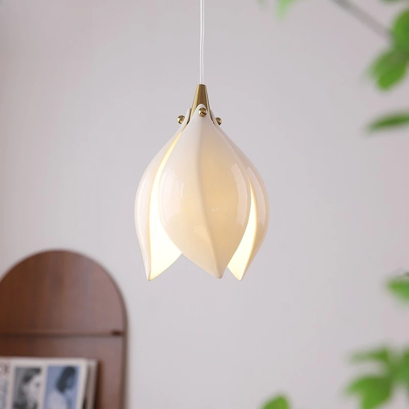 Ceramic Magnolia Chandelier Bauhaus Bedroom Bedside Restaurant Bar Light Stair Petal Light