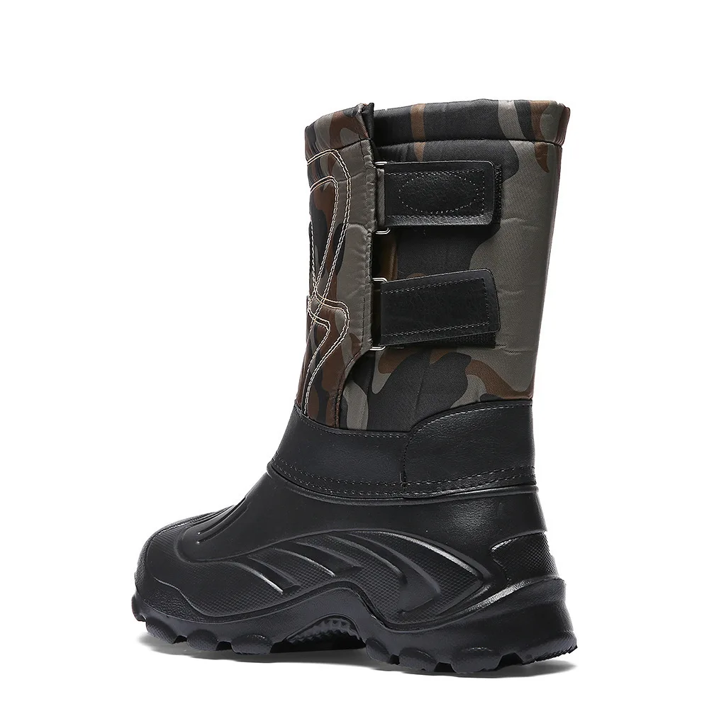 Herren-Winterstiefel mit hohem Schaft, wasserdicht, rutschfest, dick gefüttert, warm, für Outdoor-Wanderungen, Angeln, Tarnmuster, EU-Größe 39-46 – Detail 8