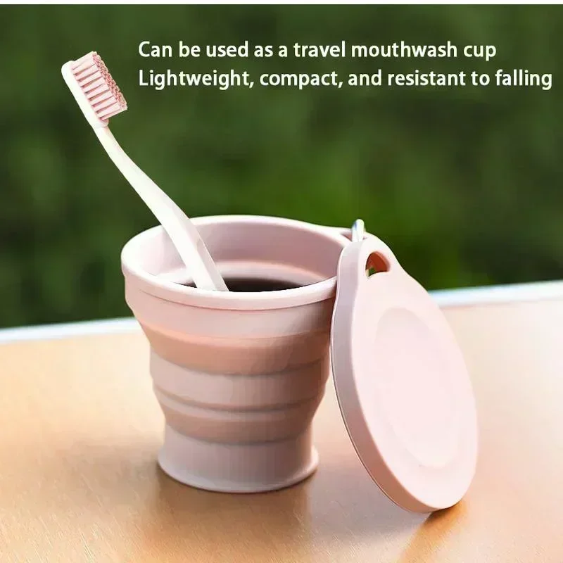 1-20Sets 180ML Folding Cup Mini Retractable Cup Silicone Portable Teacup Outdoor Travel Coffee Telescopic Drinking Mug with Lid view 4