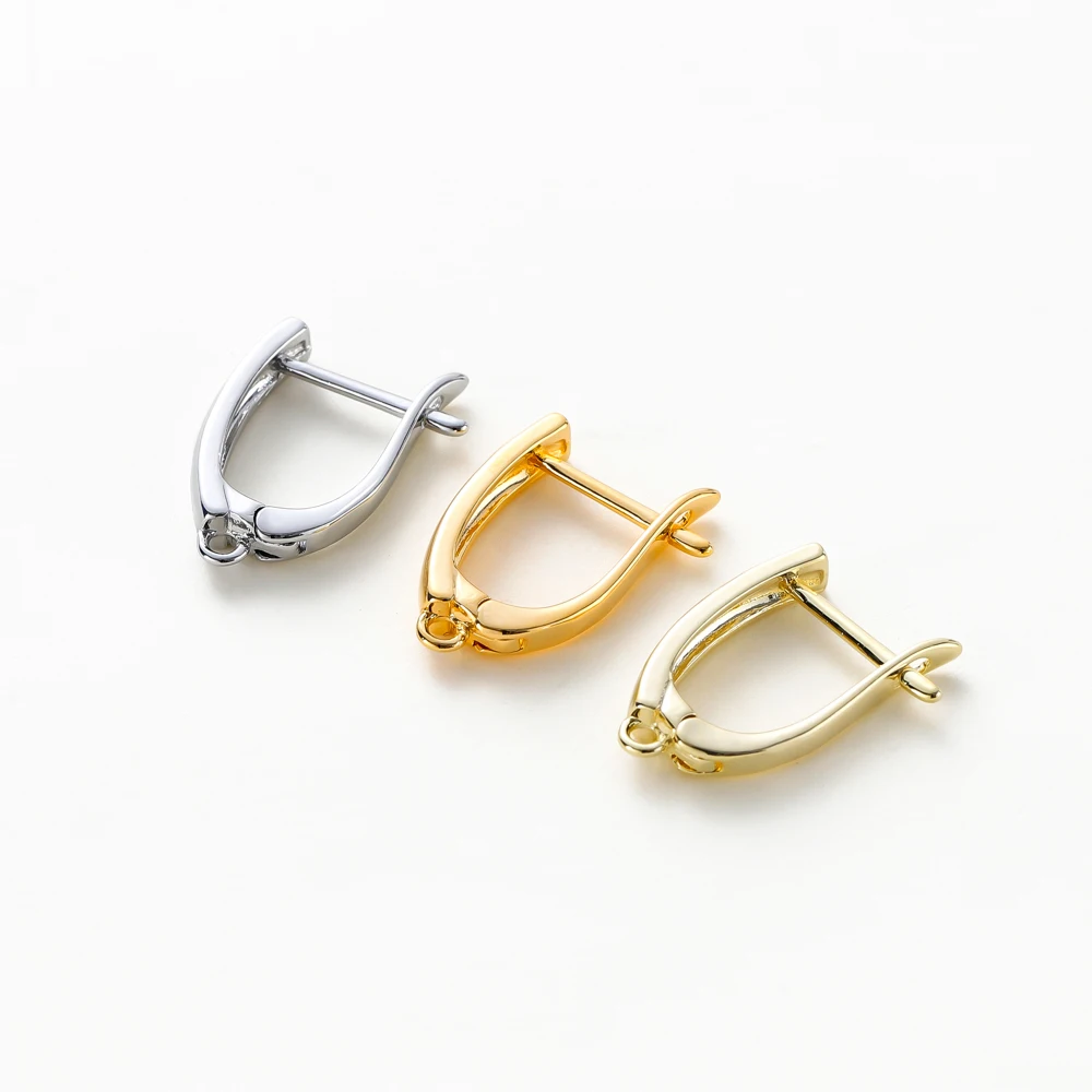 4 SZTUK 18x13MM Otwór 1.4MM 14K 18K Złoty mosiężny zaczep na ucho z szpilkami Zapięcie do kolczyków DIY Akcesoria do tworzenia biżuterii