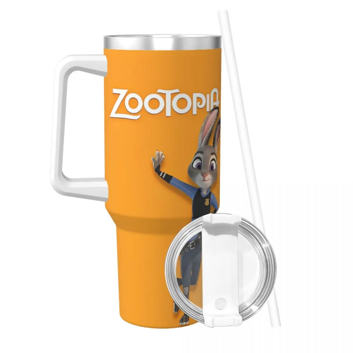 Stainless Steel Tumbler Zootopia Car Mugs With Straws Travelist Hot Drinks Water Bottle Portable Large Coffee Mug