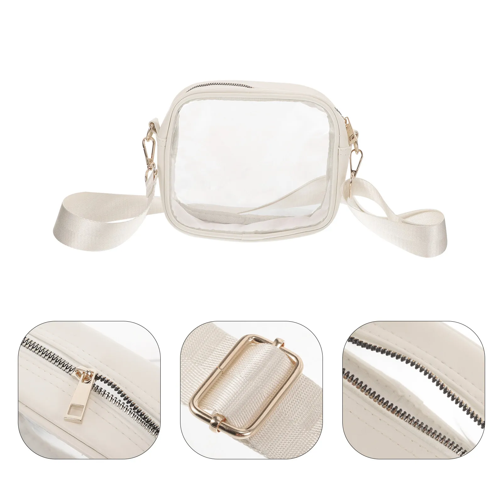 Bolsa transversal transparente destacável, alça ajustável, material de PVC transparente para festivais de música, academia, viagens, pequena bolsa transversal