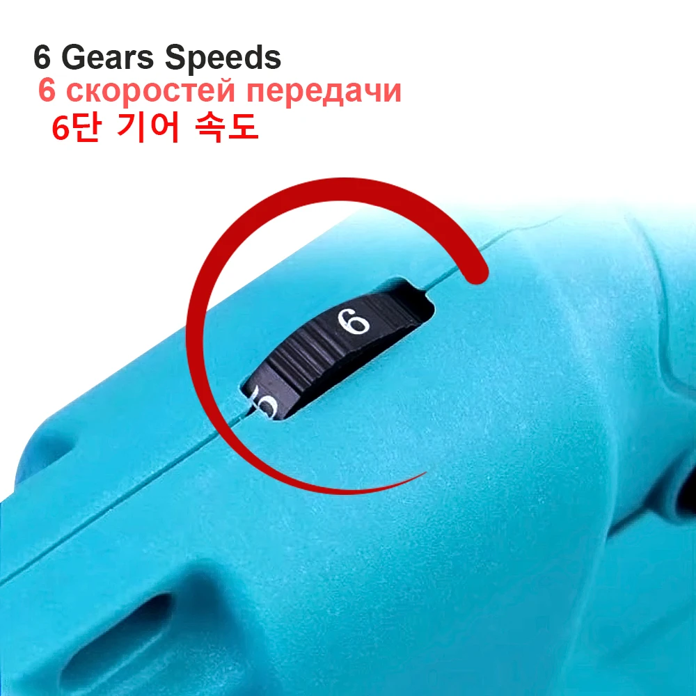 Cordless Electric Rechargeable Air Blower 6 Gears Handheld Leaf Blower Dust Collector Sweeper Garden Tool for Makita 18V Battery