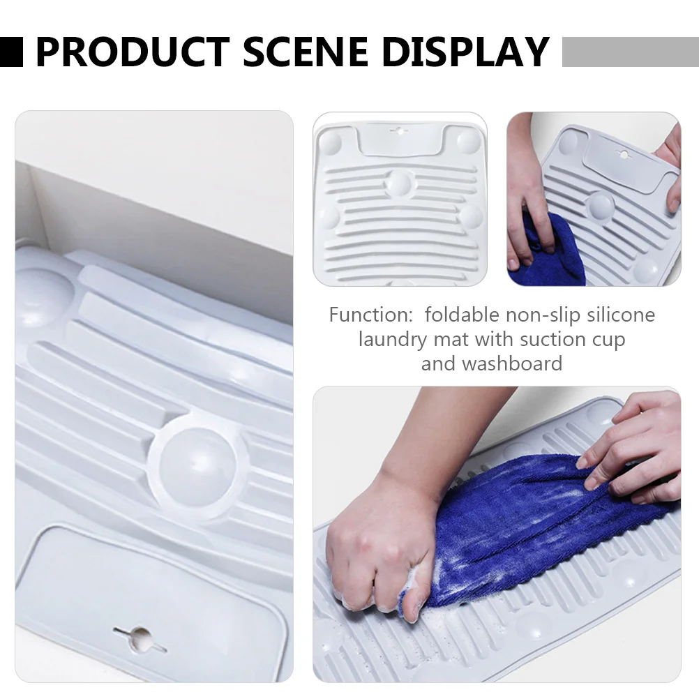 

2Pcs Washboard Household Folding Non-Slip Suction Cup Portable Laundry Mat Practical Tool for Travel Daily Use