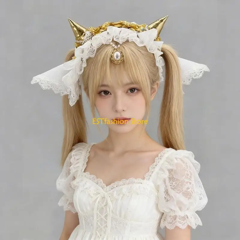 

Y5GC Devil Horn Headbands For Halloween Party Cosplay Event Costume Accessories Hairband for Masquerades Photoshoots Wear