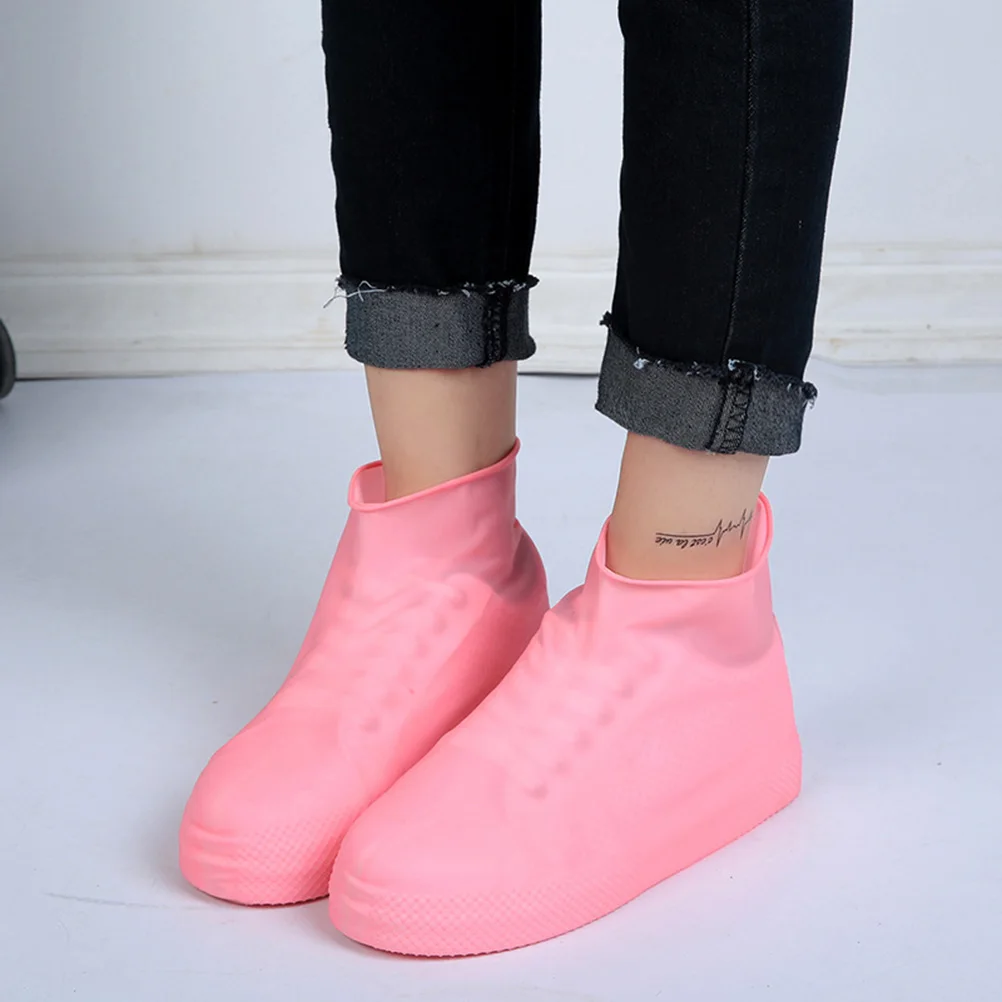 

Waterproof Shoe Covers Latex Thicken Protectors Boot Pink Shoes Disposable Men and Women