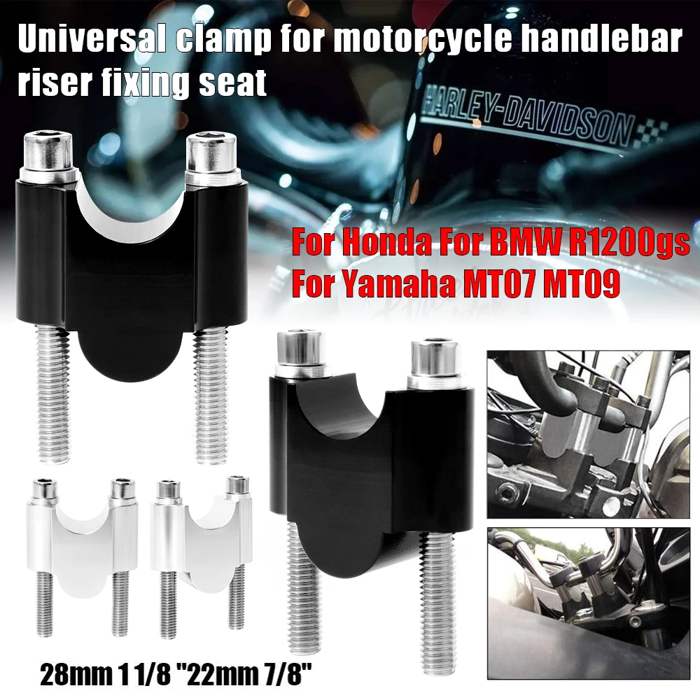 One Pair Universal Motorcycle Handlebar Riser Bar Mount Handle Clamp 28mm 1 1/8\