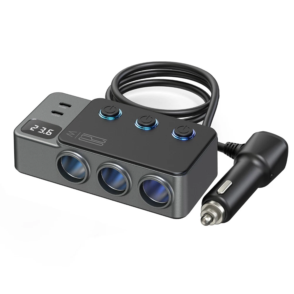 

Car Charger 12.9*6.79*4.03CM Power Splitter DC12V-24V Input Voltage Three Hole Extension Total Output Power 120W