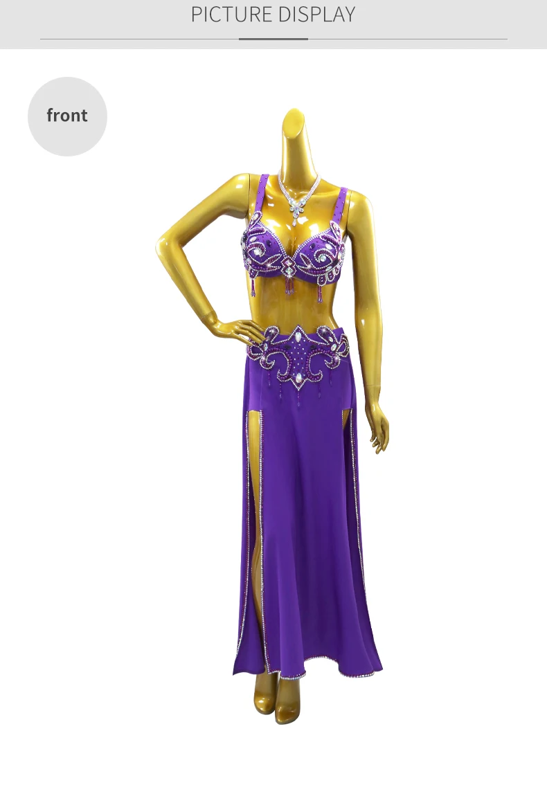 Damen Abend-Bauchtanzkleid, langer Rock, Tanzanzug, Tanzkleidung, orientalisches Bühnenkostüm, Bauchtanz-Performance-Outfit, Übungskleidung für Mädchen – Detail 7