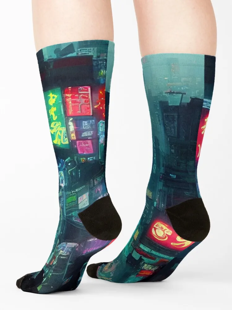 Cyberpunk city Socks winter gifts Non-slip christmas gift Children's Girl'S Socks Men's