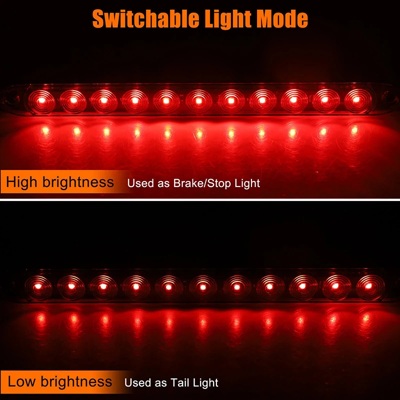 2Pcs 12V 24V LED Tail Light Strip Universal for Truck Trailer Off-road Lorry Pickup Parking Turn Signal Brake Work 11LED 15LED