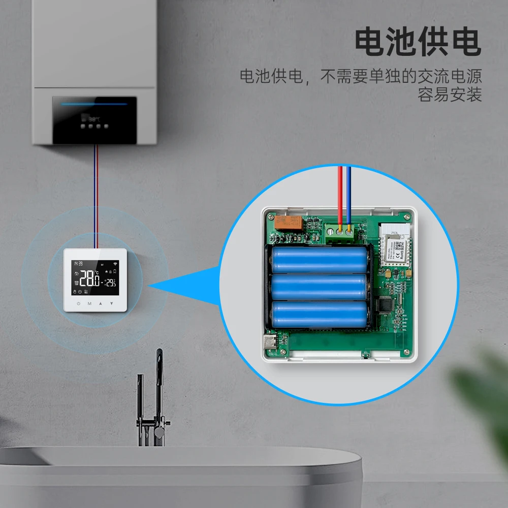 Imagem -02 - Miucda-tuya Termostato Inteligente Controlador de Temperatura Wi-fi Zigbee Caldeira a Gás Baixa Potência Bateria Alexa Google Home