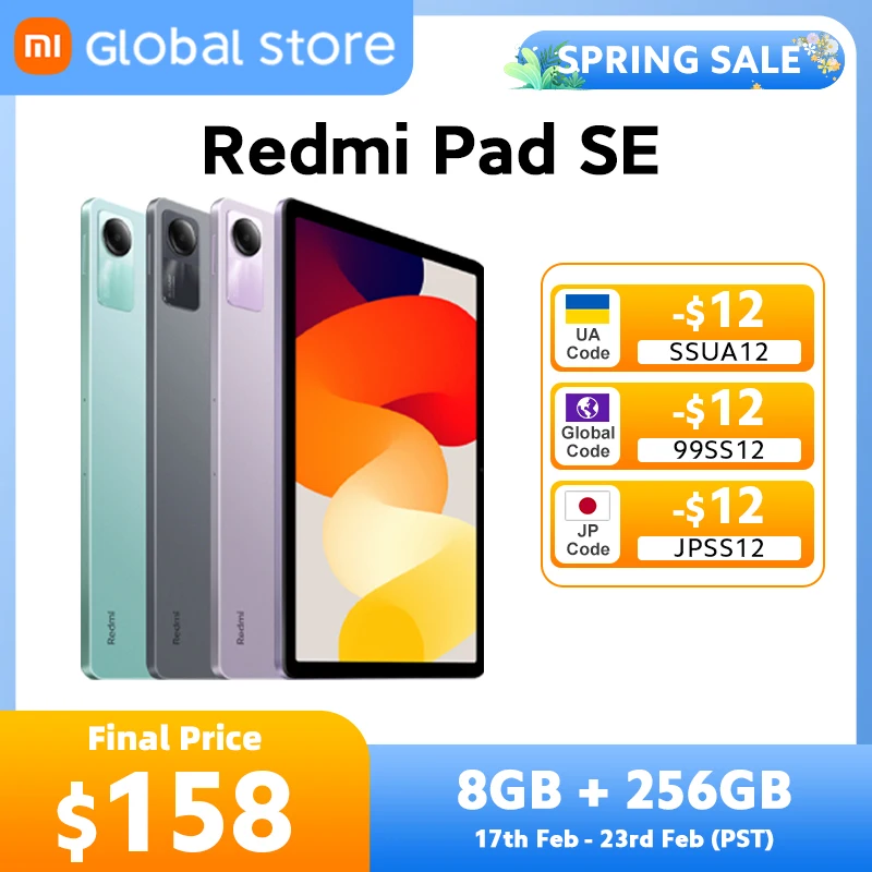 Global Version Xiaomi Redmi Pad SE 128GB / 256GB Snapdragon® 680 Mi Tablet Quad speakers Dolby Atmos® 90Hz 11" Display 8000mAh