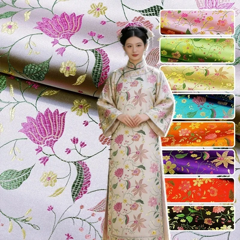 

Ткань из парчи с цветочным узором в китайском стиле для шитья своими руками: шелковый атлас, платья, ципао, жакеты, дизайнерский материал для пэчворка