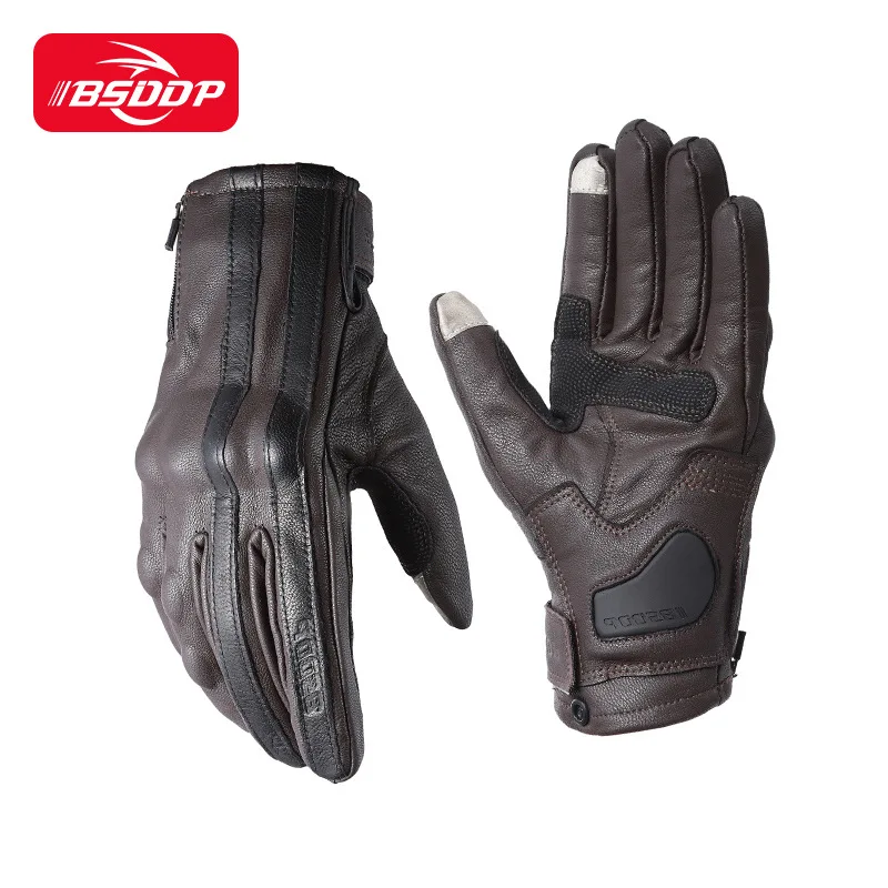 

Мотоциклетные перчатки с защитой от падения на все пальцы, летние дышащие перчатки из козьей кожи с сенсорным экраном для мужчин и женщин