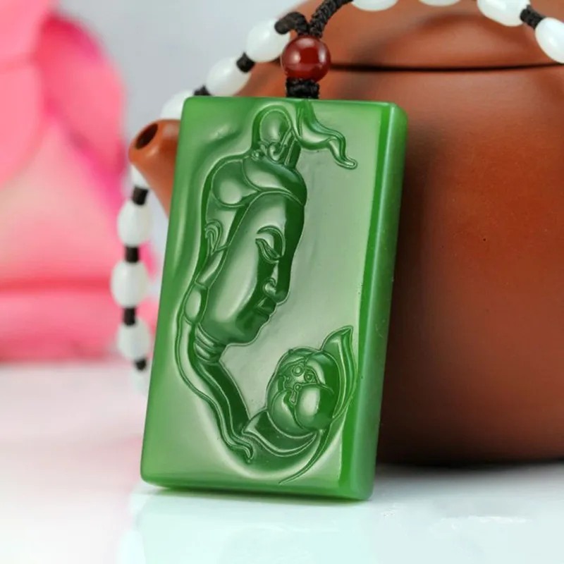 

Xinjiang Hotan Jade Jasper Side Face Guanyin Pendant Men's Lotus Guanyin Safety Pendant Jewelry