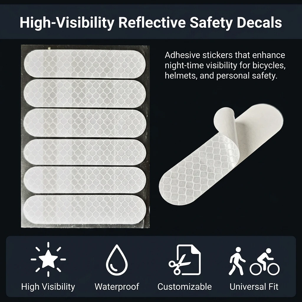 10pcs Reflective Stickers High-Visibility Safety Decals Waterproof Self Adhesive Stickers for Electric Bike Bicycle Motorcycle
